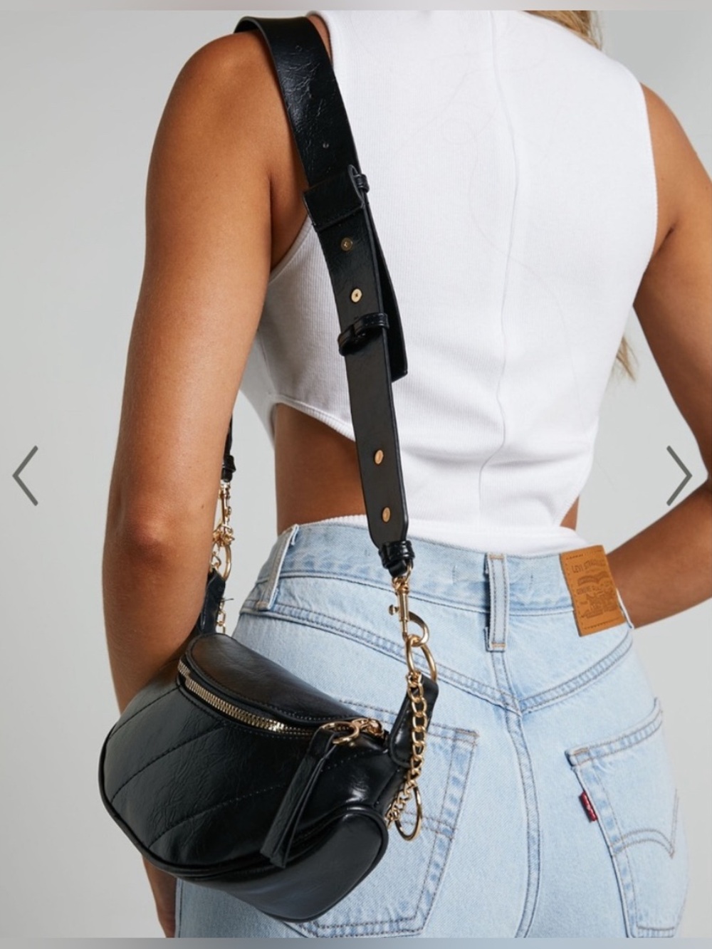 Black Leather Crossbody Bag with Gold Hardware | Showpo